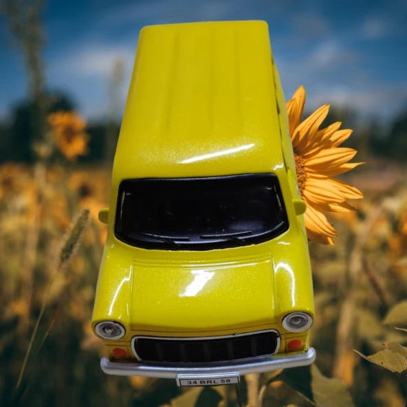 Nostaljik Metal Çek Bırak Ford Sesli ve Işıklı Minibüs Sarı ( 1/36 Ölçek ) - 2