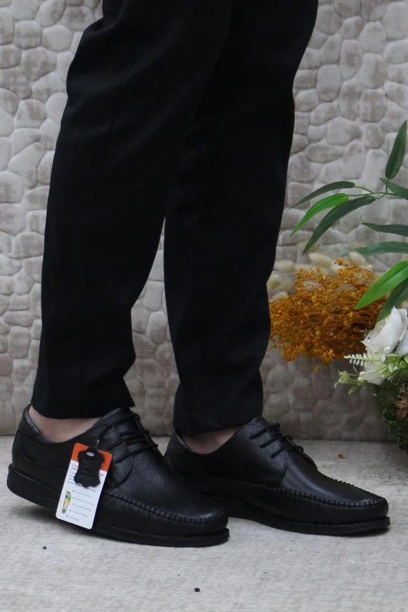 Polaris 103919 Siyah Anatomik 5 Nokta Hafif Rahat Hakiki Deri Erkek Ayakkabı - Resim 2