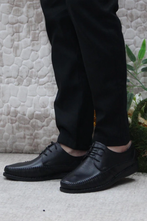 Polaris 103919 Siyah Anatomik 5 Nokta Hafif Rahat Hakiki Deri Erkek Ayakkabı - Resim 3