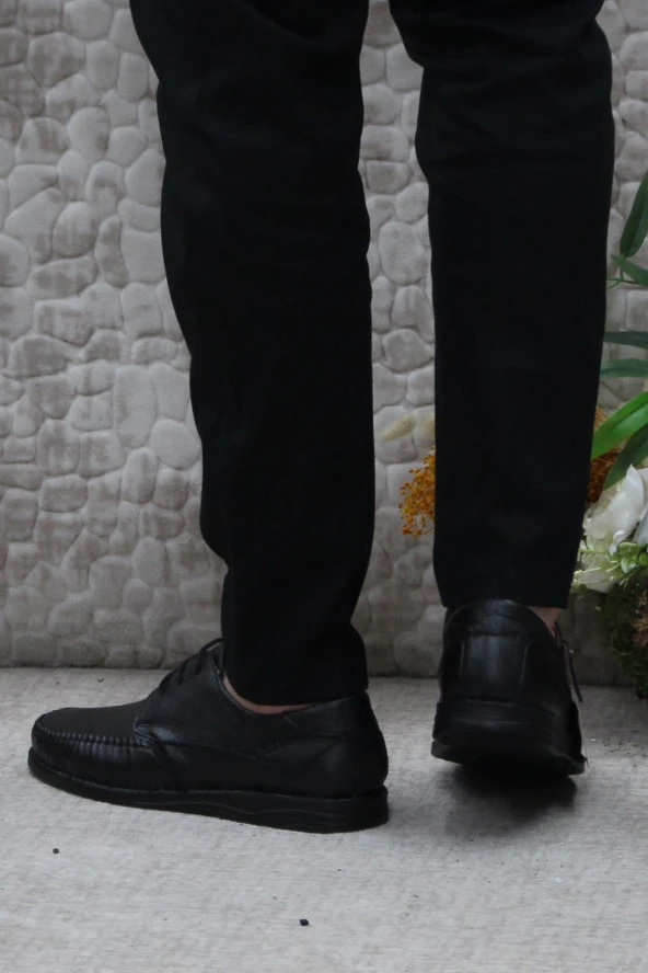 Polaris 103919 Siyah Anatomik 5 Nokta Hafif Rahat Hakiki Deri Erkek Ayakkabı - Resim 4