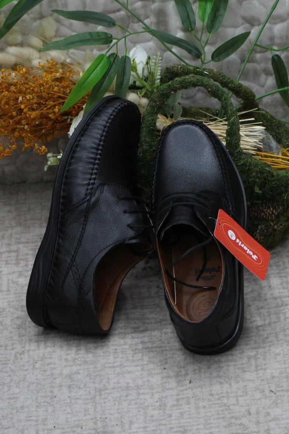 Polaris 103919 Siyah Anatomik 5 Nokta Hafif Rahat Hakiki Deri Erkek Ayakkabı - Resim 6