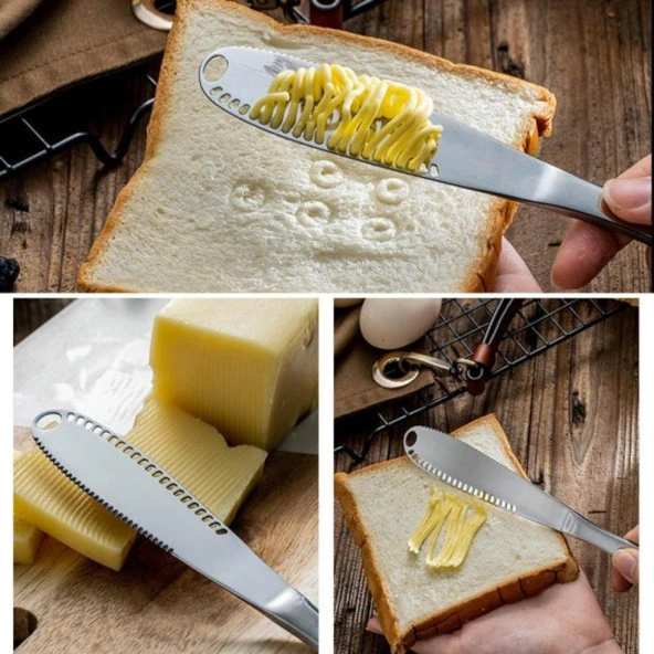 TOPTANBULURUM Delikli Tereyağı Bıçağı - Paslanmaz Kaşar Peynir-Çikolata Sürme Bıçağı