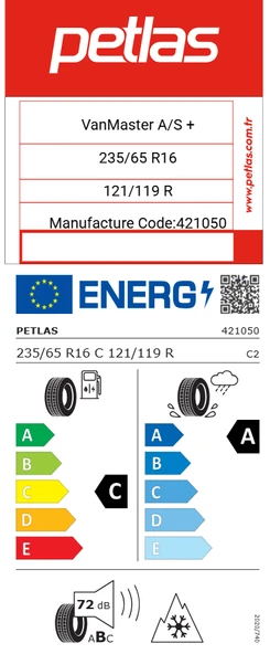 Petlas Vanmaster A/S 235/65 R16C 121/119R 4 Mevsim Lastik - 2025 - 3