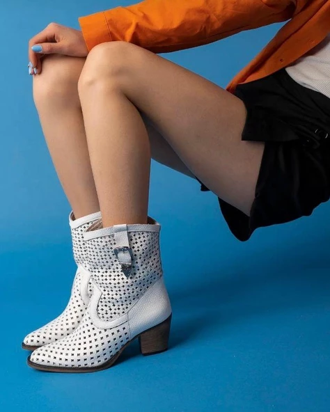 Herayakkabi 8007 Kadın Hakiki Deri Yandan Tokalı Yazlık Bot - 3