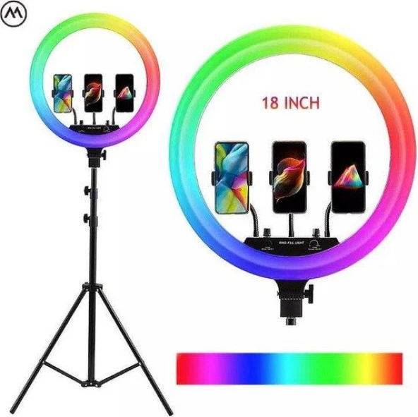 18" İnç Kumandalı RGB Halka Led Işık Profesyonel Youtuber/Tiktoker Canlı Yayın Işığı - 4