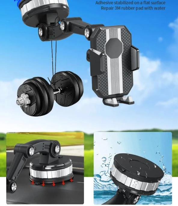 Coofbe Süper Vantuzlu Teleskopic Ayarlanabilir Ön Cam Araç Tutucu Torpido Üstü Araç Telefon Tutucu - 4