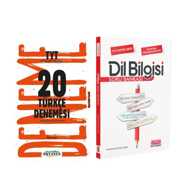 Okyanus TYT Türkçe 20 Deneme ve AKM Dil Bilgisi Soru Bankası Seti 2 Kitap