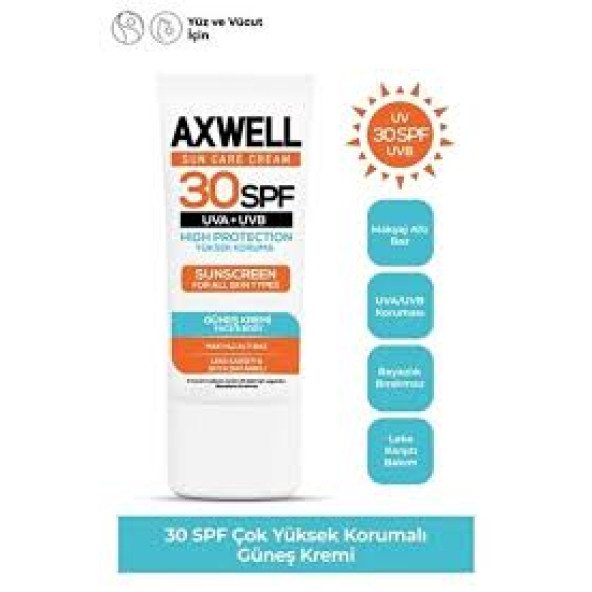 AXWELL Sun Care Cream Güneş Kremi Yüksek Koruma 30 Spf 50 ml