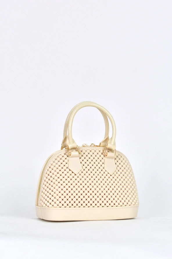 Elatae Kadın Omuz Askılı Silikon Çapraz Çanta Bej 26565 - Resim 2