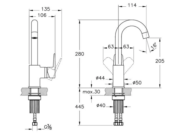 A43154-Artema Twist Round Döner Borulu Lavabo Bataryası - Krom - 2