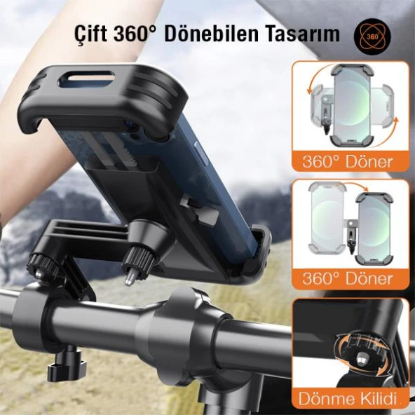 Coofbe 360° Dönen Ayarlanabilir Bisiklet Motosiklet Telefon Tutucu Bebek Arabası Scooter Tutucu - 5