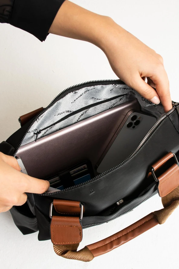 Kadın Suni Deri Ayarlanabilir Çapraz Askılı 3 Gözlü Kullanışlı Omuz Çantası SYHKH1383 - Resim 4