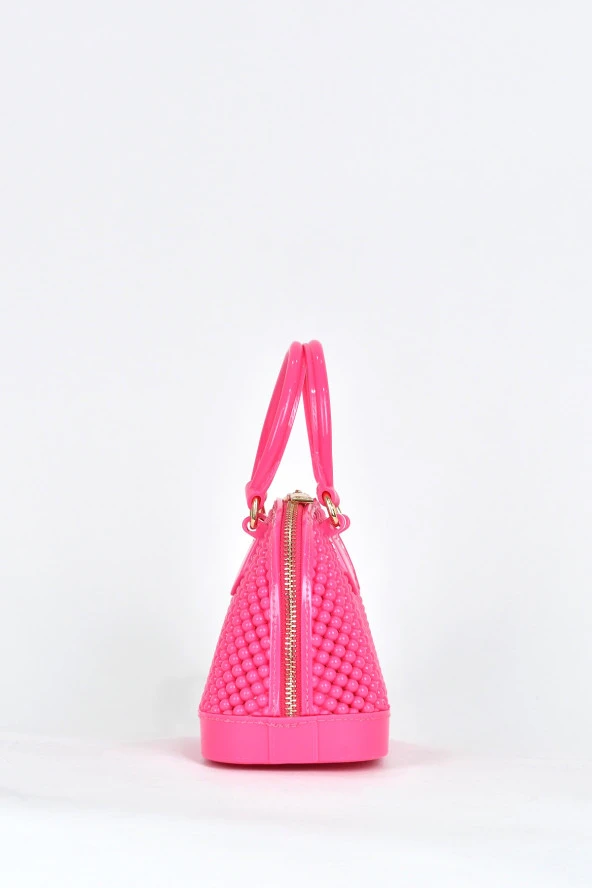 Elatae Kadın Omuz Askılı Silikon Çapraz Çanta Pembe 26565 - Resim 4