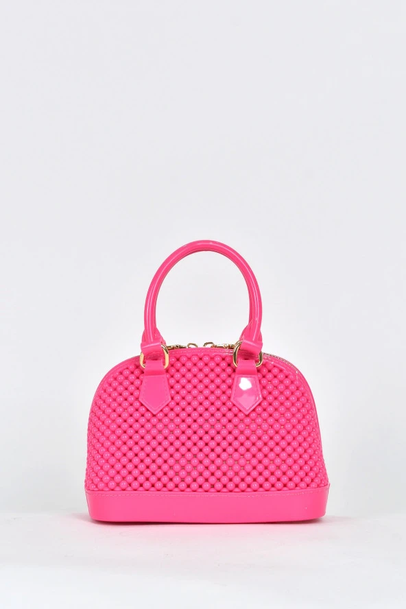 Elatae Kadın Omuz Askılı Silikon Çapraz Çanta Pembe 26565 - Resim 5