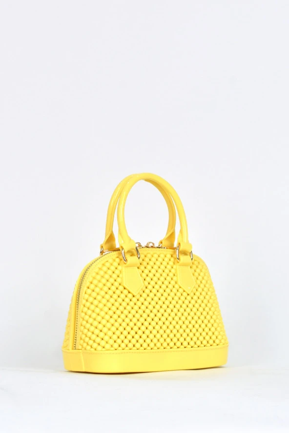 Elatae Kadın Omuz Askılı Silikon Çapraz Çanta Sarı 26565 - Resim 2
