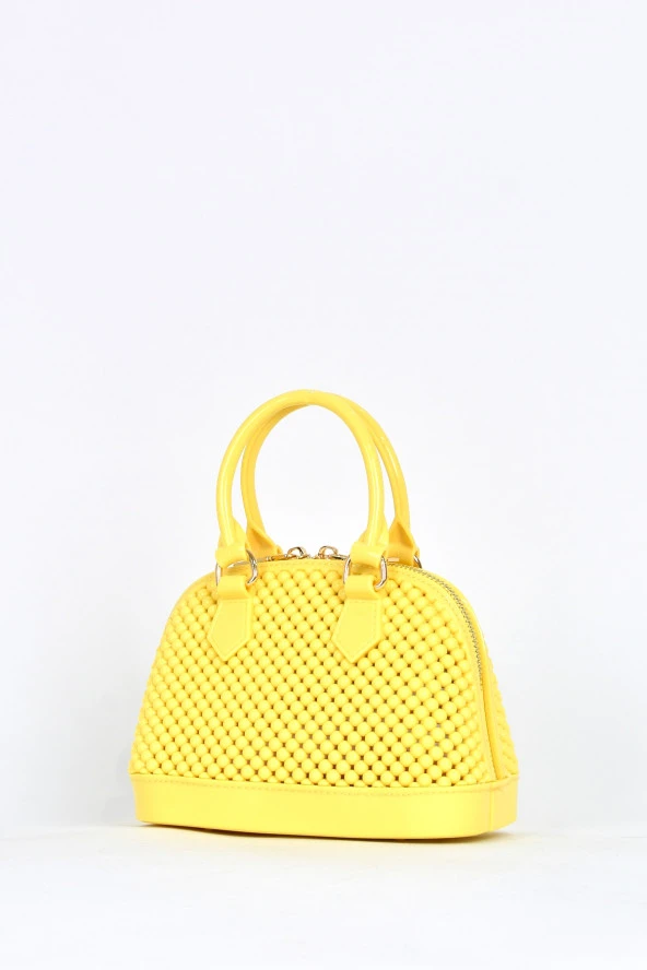 Elatae Kadın Omuz Askılı Silikon Çapraz Çanta Sarı 26565 - Resim 3