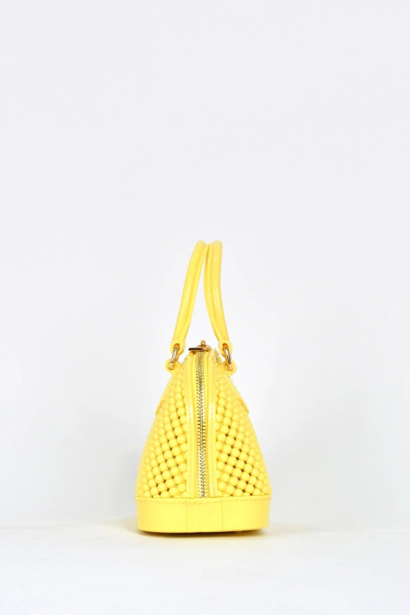 Elatae Kadın Omuz Askılı Silikon Çapraz Çanta Sarı 26565 - Resim 4
