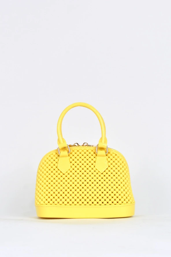 Elatae Kadın Omuz Askılı Silikon Çapraz Çanta Sarı 26565 - Resim 5