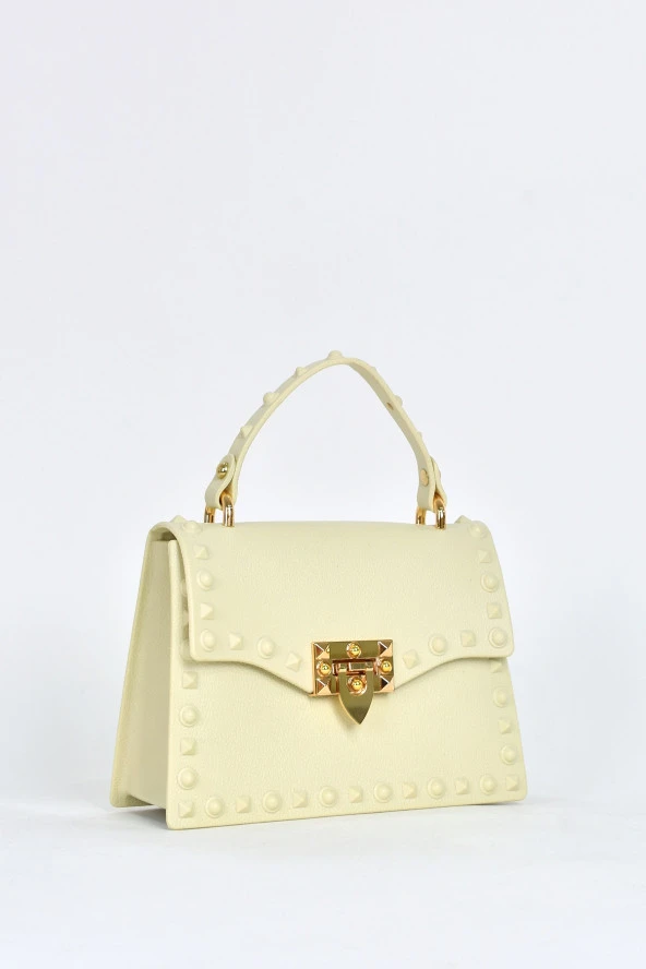 Elatae Kadın Omuz Askılı Silikon Çapraz Çanta Bej 26659 - Resim 2