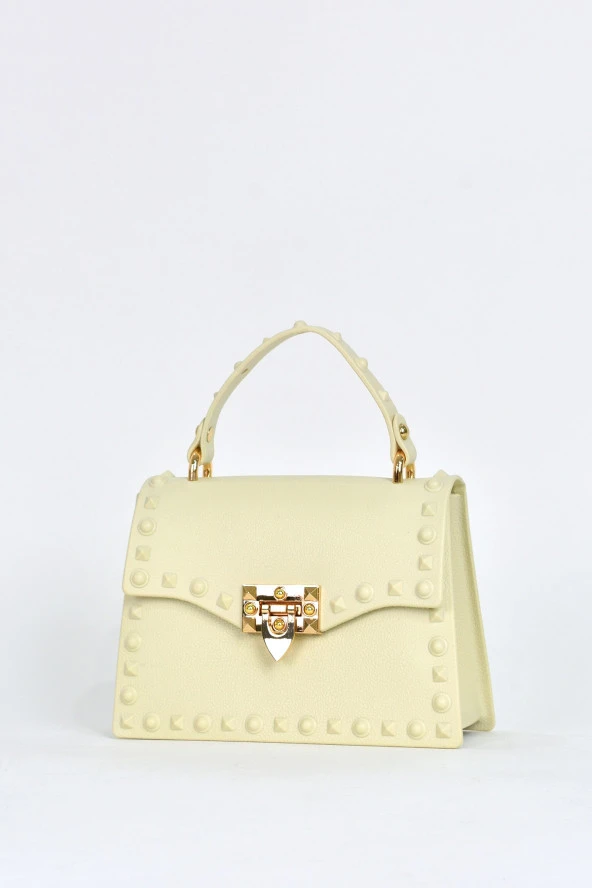 Elatae Kadın Omuz Askılı Silikon Çapraz Çanta Bej 26659 - Resim 3