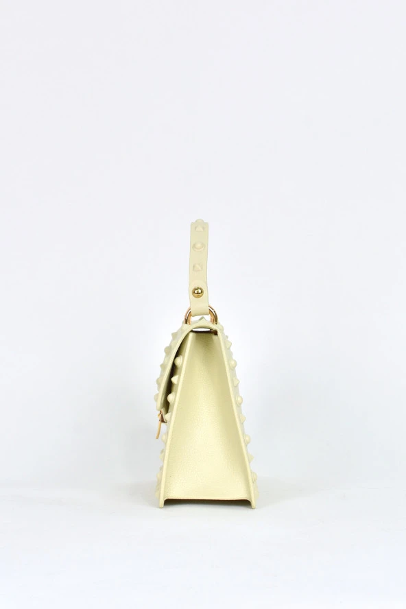 Elatae Kadın Omuz Askılı Silikon Çapraz Çanta Bej 26659 - Resim 4