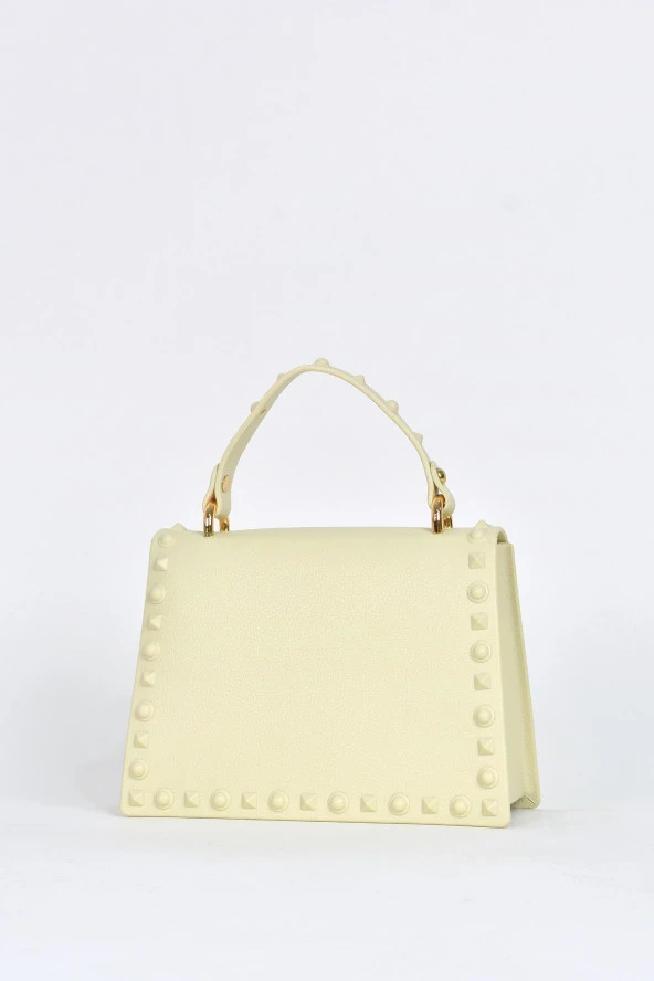 Elatae Kadın Omuz Askılı Silikon Çapraz Çanta Bej 26659 - Resim 5