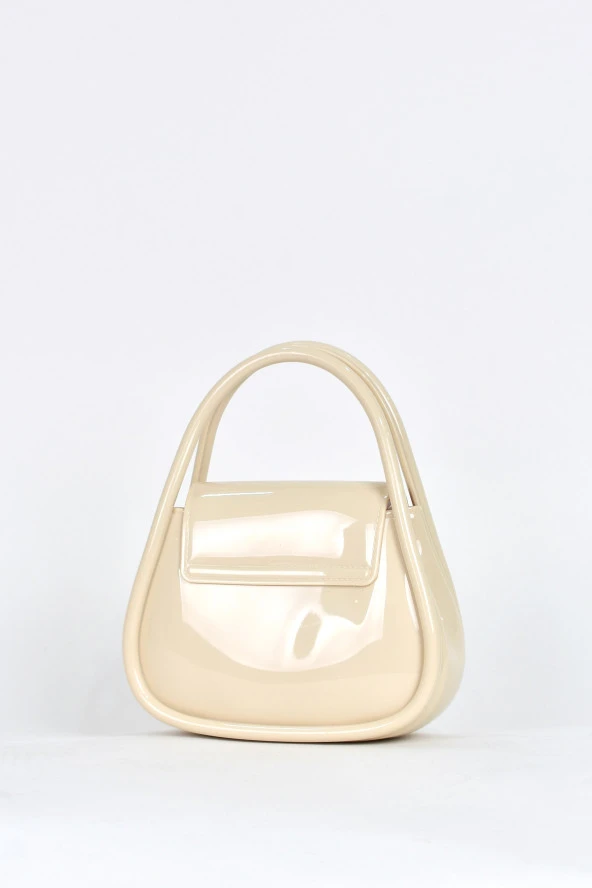 Elatae Kadın Omuz Askılı Silikon Çapraz Çanta Bej 26660 - Resim 5