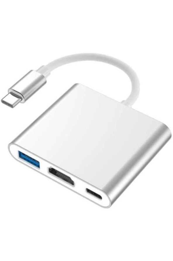 3in1 Macbook Uyumlu 4k  Ultra HD Type C Usb 3.0 Hub Hdmi Çevirici Dönüştürücü Aparat