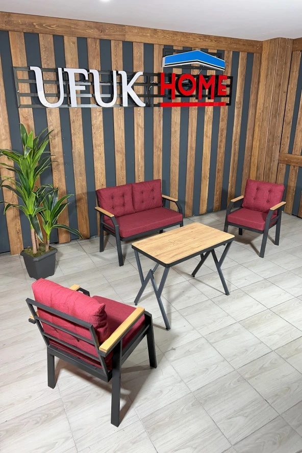 UFUK HOME Kavacık 2 1 1 Masa Bahçe Mobilyası, Balkon Çay Seti, Bahçe Koltuk Takımı, Balkon Takımı