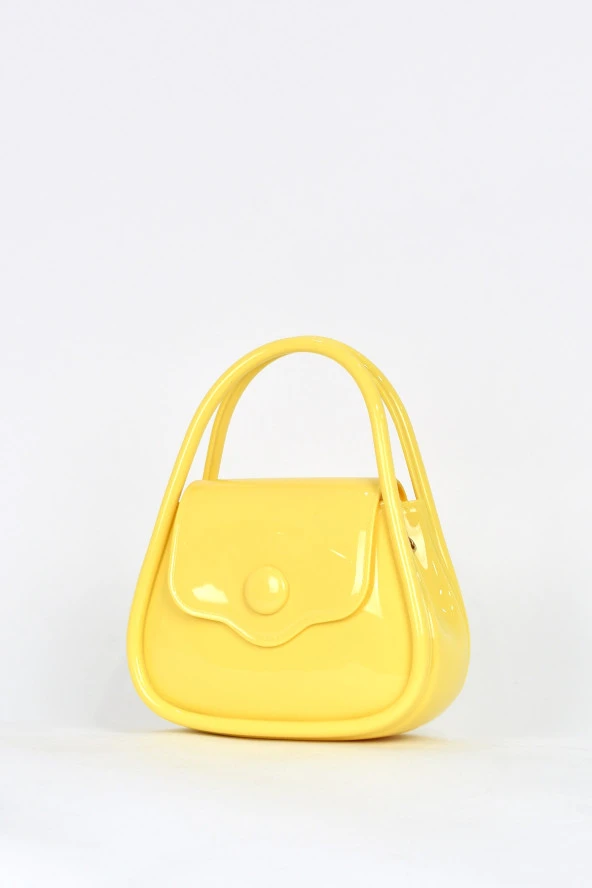 Elatae Kadın Omuz Askılı Silikon Çapraz Çanta Sarı 26660 - Resim 3