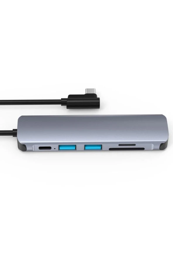 Type-C To 2*Usb 3.0 Sd Tf Kart Girişli 6 in 1 PD Şarj Destek Çevirici Hub Adaptör Dönüştürücü Aparat - 3
