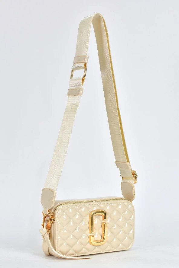 Elatae Kadın Kolon Omuz Askılı Silikon Çapraz Çanta Bej 26398 - Resim 2