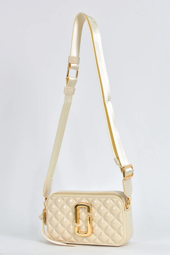 Elatae Kadın Kolon Omuz Askılı Silikon Çapraz Çanta Bej 26398 - Resim 3