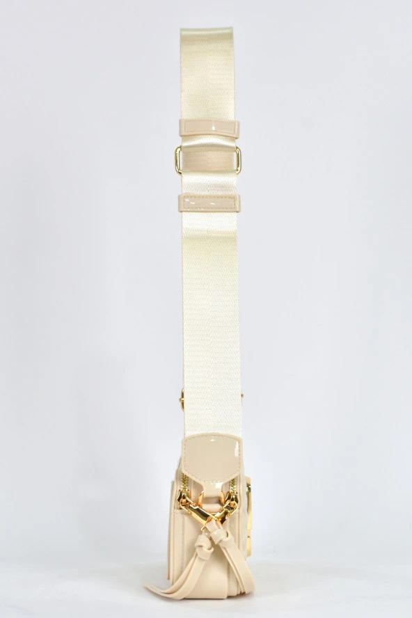 Elatae Kadın Kolon Omuz Askılı Silikon Çapraz Çanta Bej 26398 - Resim 4