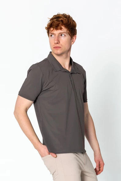 Erkek Regular Fit Salaş Düğmeli Polo Yaka Kırışmaz T-Shirt - 10