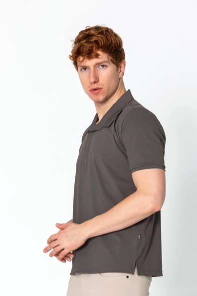 Erkek Regular Fit Salaş Düğmeli Polo Yaka Kırışmaz T-Shirt - 9