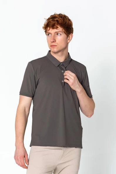 Erkek Regular Fit Salaş Düğmeli Polo Yaka Kırışmaz T-Shirt - 12