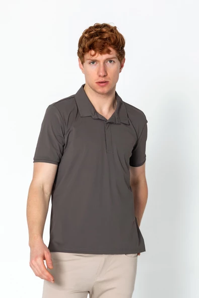 Erkek Regular Fit Salaş Düğmeli Polo Yaka Kırışmaz T-Shirt