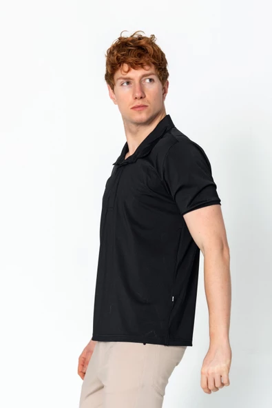 Erkek Regular Fit Salaş Düğmeli Polo Yaka Kırışmaz T-Shirt - 4