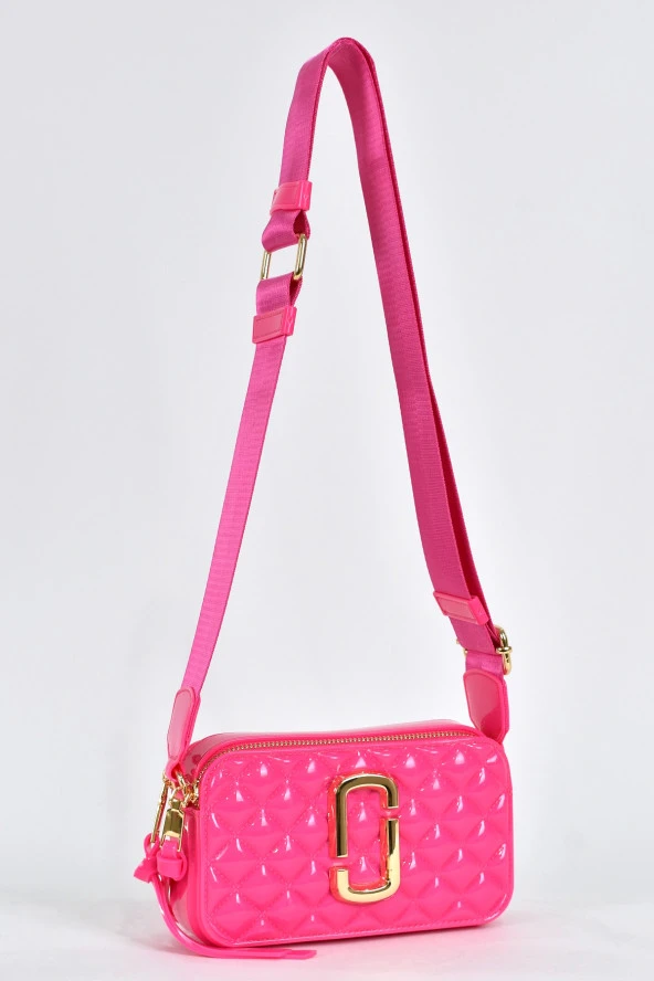 Elatae Kadın Kolon Omuz Askılı Silikon Çapraz Çanta Pembe 26398 - Resim 2