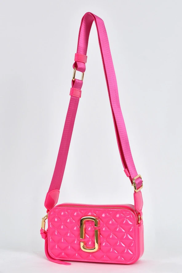 Elatae Kadın Kolon Omuz Askılı Silikon Çapraz Çanta Pembe 26398 - Resim 3