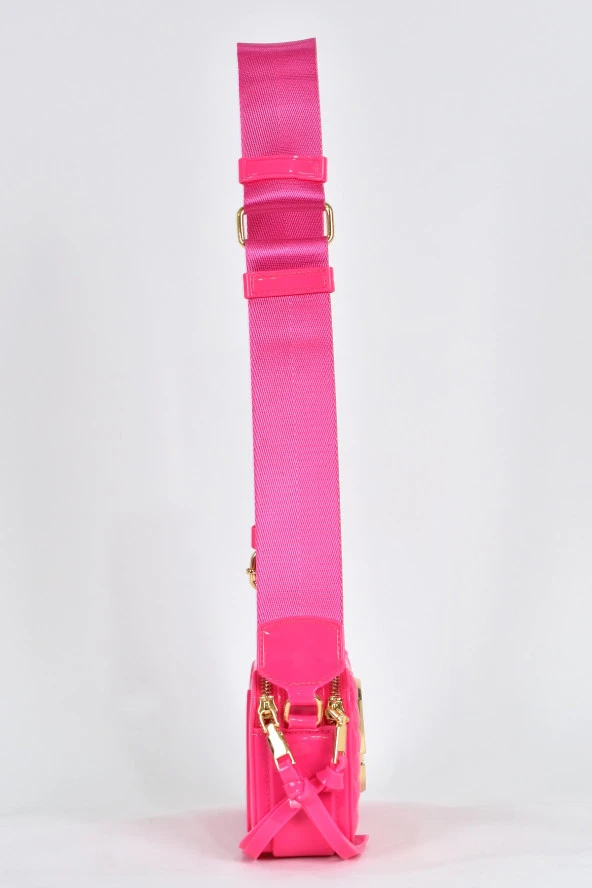 Elatae Kadın Kolon Omuz Askılı Silikon Çapraz Çanta Pembe 26398 - Resim 4