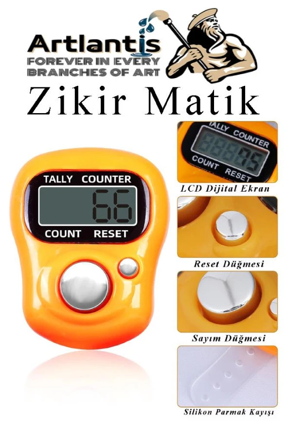Zikir Matik 2 Adet Hediyelik Dua Tespihat Sayacı Tesbih Pilli Lcd Ekranlı Parmak Yüzük Zikir Matik - 3