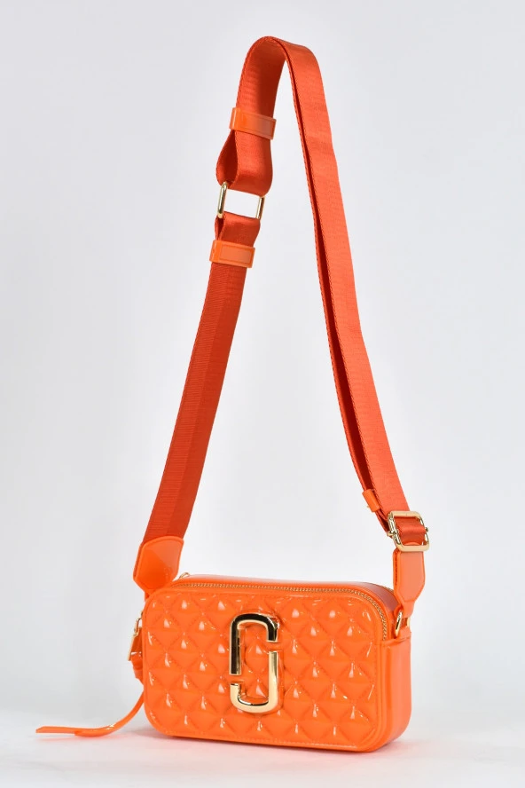 Elatae Kadın Kolon Omuz Askılı Silikon Çapraz Çanta Turuncu 26398 - Resim 3