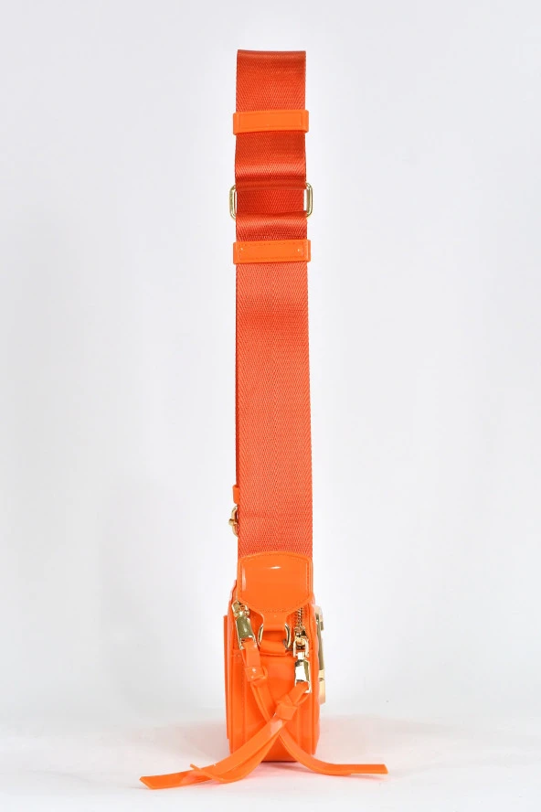 Elatae Kadın Kolon Omuz Askılı Silikon Çapraz Çanta Turuncu 26398 - Resim 4