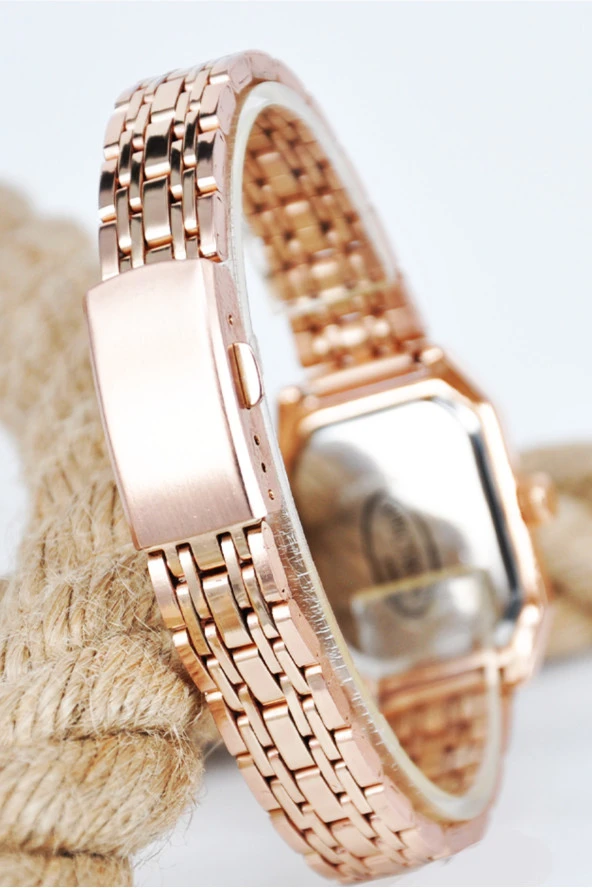 Vintage Roma Rakam Kadın Kol Saati Rose Renk Kordon Yeşil Kadran Şık Sade SU-1117 - 3