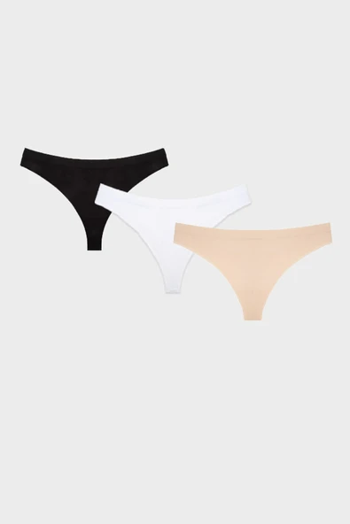 Siyah Beyaz Ten Rengi Dikişsiz 3lü String ürün görseli 1