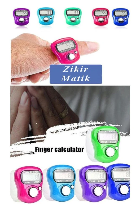 Zikir Matik 5 Adet Hediyelik Dua Tespihat Sayacı Tesbih Pilli Lcd Ekranlı Parmak Yüzük Zikir Matik - 4