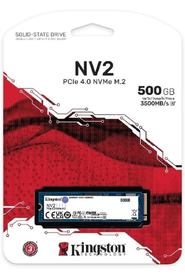 Kingston Nv2 Snv2s/500g 500gb 3500/2100mb/s Pcıe Nvme M.2 Ssd Disk - Resim 3