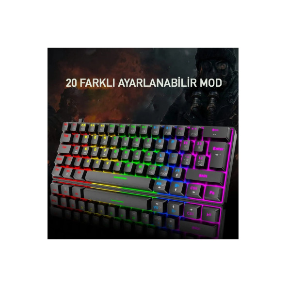 SOMIC T60 Siyah Red Switch Rgb Klavye Mekanik 62 Tuş 18 Ayarlanabilir Led - 3